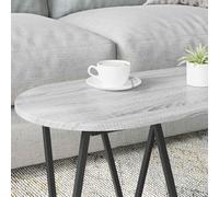 WGYHOME Table basse grise 80 x 40 x 40,5 cm - Table ovale en métal contreplaqué avec design industriel pour salon, salon et plans d'étage ouverts
