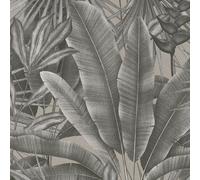 WH30115 - Welcome Home Tropical Feuilles Argent Gris Galerie Papier Peint