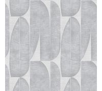 WH30169 - Papier Peint Géométrique Feuille Argent Gris Galerie Bienvenue
