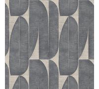 WH30170 - Welcome Home Géométrique Feuille Argent Gris Galerie Papier Peint