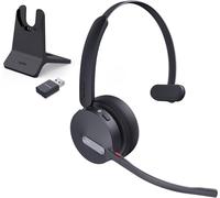 Wh64 Hybrid Casque Bluetooth Sans Fil Dect,Mono Casque Avec Station De Charge,492 Ft,3X Mic,26H De Temps De Parole,Casque D'Écoute Portatif Pour Le Bureau,Pc,Certifié Microsoft Teams
