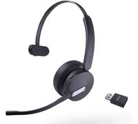 Wh64 Hybrid Casque Bluetooth Sans Fil Dect,Mono Casque Sans Fil,492Ft Avec Dect Dongle,3X Mic,26H De Temps De Parole,Casque D'Écoute Portatif Pour Le Bureau,Pc,Certifié Microsoft Teams