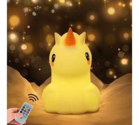 WHA&DARREN grande licorne Veilleuse Enfant, Chambre Lampe,Veilleuse Bebe,Veilleuse Rechargeable, LED Veilleuse, 9 Couleurs Veilleuse, Bébé Veilleuse, USB silicone Veilleuse,(Minuterie)