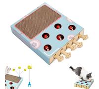 Whack-a-Mole Grattoir et jouet 3 en 1 pour chat, multi-usages, jouet interactif en bois pour chat d'intérieur, jouet d'enrichissement amusant et durable (1 pièce)