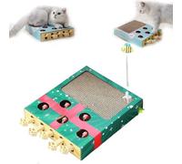 Whack Attack Cat Toy, 2026 New Wooden Whack A Mole Cat Toy, Cat Puzzle Toy, Enrichment Toys for Indoor Cats with Cat Scratching Pad, Relieve Boredom and Boost IQ for Indoor Cats (Green)