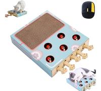 Whack Attack Cat Toy, Wooden Whack A Mole Cat Toy, Interactive for Claw Grinding Rest Entertainment, 5 Holes Wooden Solid Whacks a Mole Game, Relieve Boredom and Boost IQ for Indoor Cats (Blue)