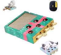 Whack Attack Cat Toy, Wooden Whack A Mole Cat Toy, Interactive for Claw Grinding Rest Entertainment, 5 Holes Wooden Solid Whacks a Mole Game, Relieve Boredom and Boost IQ for Indoor Cats (Green)