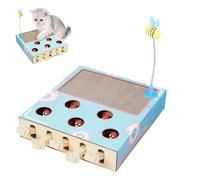 Whack Attack Cat Toy, Wooden Whack A Mole Interactive Cat Toys, 3-in-1 Puzzle Scratcher with Claw Grinding & Entertainment, Fun Indoor Cat Toy (1pcs)