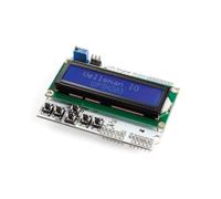 Whadda Écran LCD et Clavier pour Arduino®, Fond Bleu, caractères Blancs, réglage de Contraste, Boutons de réinitialisation et de Navigation