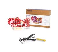 Whadda Kit de Soudure, XL ‘Hello Summer’ avec 19 LED RVB et Support en Bois, Ensemble avec Fer à souder et étain gratuits, Carte PCB XL Rouge, kit éducatif et créatif STEM