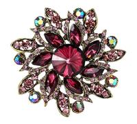 Whakano Broche en cristal pour femme - Broche en strass - Pour mariage, banquet et vêtements - Broche rétro pour pull et écharpe - Décoration de sac - Bijoux de vêtements - Violet
