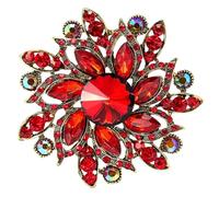 Whakano Broche en cristal pour femme - Broche en strass - Pour mariage, banquet et vêtements - Broche rétro pour pull et écharpe - Décoration de sac - Bijoux de vêtements - Rouge
