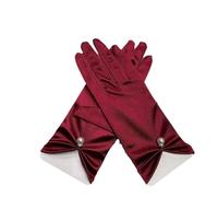 Whakano Gants élégants pour femme, gants en satin, gants décoratifs, gants de mariée, gants de soirée, gants pour Halloween, banquet, fête, mariage, carnaval, accessoires de thé, rouge bordeaux,