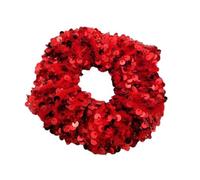 Whakano Lot de 2 chouchous à paillettes pour femme - Accessoires de cheveux - Élastiques épais - Bandeau tendance pour queue de cheval - Rouge