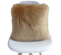 Whakano Lot de 2 housses de coussin décoratives unies en peluche douce, à poils longs, pour canapé, lit, salon, décoration d'hiver, café clair, 40 x 40 cm