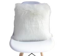 Whakano Lot de 2 housses de coussin décoratives unies en peluche douce, à poils longs, pour canapé, lit, salon, décoration d'hiver, blanc, 45 x 45 cm
