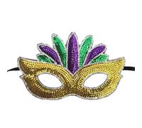 Whakano Lot de 2 masques de carnaval vénitien pour femme, tricolore doré, violet, vert, demi-masque pour le visage, masque de bal masqué pour femme, masque pour le carnaval, Halloween, bal, fête