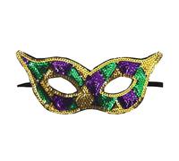 Whakano Lot de 2 masques de carnaval vénitien pour femme, tricolore doré, violet, vert, demi-masque pour le visage, masque de bal masqué pour femme, masque pour le carnaval, Halloween, bal, fête