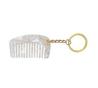 Whakano Lot de 2 mini porte-clés avec peigne, accessoires pour clés de voiture, portefeuille, sac à main, petits cadeaux pour filles, femmes, petite amie, fille, blanc cassé argenté