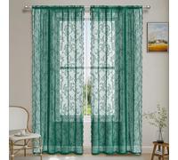 Whakano Lot de 2 rideaux en dentelle décoratifs, rideaux à motifs floraux translucides avec effet occultant pour cuisine, salon aéré, rideaux décoratifs pour chambre à coucher, décoration de la maison