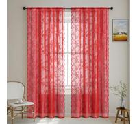 Whakano Lot de 2 rideaux en dentelle décoratifs, rideaux à motifs floraux translucides avec effet occultant pour cuisine, salon aéré, rideaux décoratifs pour chambre à coucher, décoration de la maison