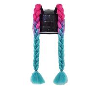 Whakano Lot de 2 tresses de casque de moto amovibles - Perruque dégradée en queue de cheval avec ventouse - Accessoire de casque de moto - Accessoire de casque tressé - Pour moto, vélo - Rose, rouge