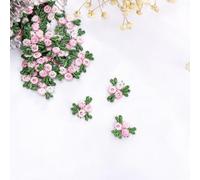 Whakano Lot de 40 mini écussons brodés - Motif fleur - 2 cm - À coudre - Appliques décoratives pour jupes, vestes, sacs, vêtements, boîtes cadeaux - Rose