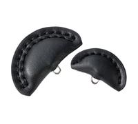 Whakano Lot de 5 boutons décoratifs en cuir synthétique à coudre, demi-lune avec œillet en métal, style chinois, boutons de rechange pour bricolage, artisanat, décoration de manteaux, vêtements, noir