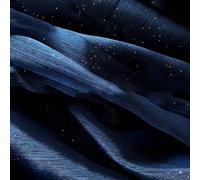 Whakano Tissu en organza brillant imprimé ciel étoilé - Vendu au mètre - En mousseline de soie - 150 cm de large - Tissu plissé - Pour couture, bricolage, rideaux, costume, robe, vêtements - Bleu