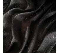 Whakano Tissu en organza brillant imprimé ciel étoilé - Vendu au mètre - En mousseline de soie - 150 cm de large - Tissu plissé - Pour couture, bricolage, rideaux, costume, robe, vêtements - Noir