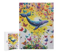 Whale and Butterfly Fantasy-2 Puzzle 1000 Pièces Educa Jouet en Bois Cadeau Unique Décoration Intérieure Jeu Éducatif Challenge Toy Adultes Et Enfants À Partir De 14 Ans 500 PCS