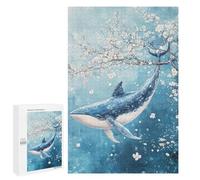 Whale and Cherry Blossoms Art Print Puzzle 1000 Pièces Educa Jouet en Bois Cadeau Unique Décoration Intérieure Jeu Éducatif Challenge Toy Adultes Et Enfants À Partir De 14 Ans 1000 PCS