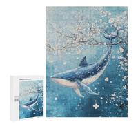 Whale and Cherry Blossoms Art Print Puzzle 1000 Pièces Educa Jouet en Bois Cadeau Unique Décoration Intérieure Jeu Éducatif Challenge Toy Adultes Et Enfants À Partir De 14 Ans 500 PCS