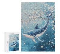 Whale and Cherry Blossoms Art Print Puzzle 1000 Pièces Educa Jouet en Bois Cadeau Unique Décoration Intérieure Jeu Éducatif Challenge Toy Adultes Et Enfants À Partir De 14 Ans 300 PCS