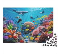 Whale and Diver Puzzles for Personnes âgées 1000 Pièce Recyclable Tropical Fish Puzzles Puzzle Game Accessoires Impossible Difficile Stimulant Activité 52x38cm/1000pcs