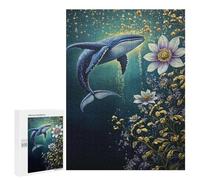 Whale and Flowers Underwater Scene Puzzle 1000 Pièces Educa Jouet en Bois Cadeau Unique Décoration Intérieure Jeu Éducatif Challenge Toy Adultes Et Enfants À Partir De 14 Ans 500 PCS