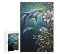 Whale and Flowers Underwater Scene Puzzle 1000 Pièces Educa Jouet en Bois Cadeau Unique Décoration Intérieure Jeu Éducatif Challenge Toy Adultes Et Enfants À Partir De 14 Ans 1000 PCS