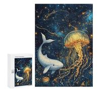 Whale and Jellyfish in Starry Ocean-2 Puzzle 1000 Pièces Educa Jouet en Bois Cadeau Unique Décoration Intérieure Jeu Éducatif Challenge Toy Adultes Et Enfants À Partir De 14 Ans 300 PCS