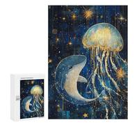 Whale and Jellyfish in Starry Ocean Puzzle 1000 Pièces Educa Jouet en Bois Cadeau Unique Décoration Intérieure Jeu Éducatif Challenge Toy Adultes Et Enfants À Partir De 14 Ans 300 PCS