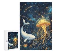 Whale and Jellyfish in Starry Ocean Puzzle 1000 Pièces Educa Jouet en Bois Cadeau Unique Décoration Intérieure Jeu Éducatif Challenge Toy Adultes Et Enfants À Partir De 14 Ans 1000 PCS