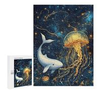 Whale and Jellyfish in Starry Ocean Puzzle 1000 Pièces Educa Jouet en Bois Cadeau Unique Décoration Intérieure Jeu Éducatif Challenge Toy Adultes Et Enfants À Partir De 14 Ans 500 PCS