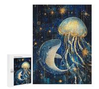 Whale and Jellyfish in Starry Ocean Puzzle 1000 Pièces Educa Jouet en Bois Cadeau Unique Décoration Intérieure Jeu Éducatif Challenge Toy Adultes Et Enfants À Partir De 14 Ans 500 PCS
