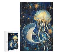 Whale and Jellyfish in Starry Ocean Puzzle 1000 Pièces Educa Jouet en Bois Cadeau Unique Décoration Intérieure Jeu Éducatif Challenge Toy Adultes Et Enfants À Partir De 14 Ans 1000 PCS