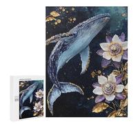 Whale and Passion Flower Art Print Puzzle 1000 Pièces Educa Jouet en Bois Cadeau Unique Décoration Intérieure Jeu Éducatif Challenge Toy Adultes Et Enfants À Partir De 14 Ans 500 PCS