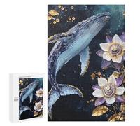 Whale and Passion Flower Art Print - Puzzle Décoratif, 1000 PCS, Attention À Offrir - pour Les Passionnés Qui Aiment Les Détails