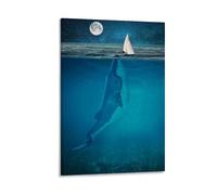 Whale Art Toile Poster Décoration Chambre Paysage Bureau Décor Cadeau 60 x 90 cm