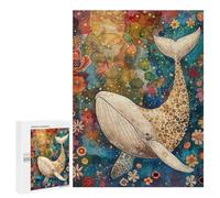 Whale Artwork Ocean Flowers Puzzle 1000 Pièces Educa Jouet en Bois Cadeau Unique Décoration Intérieure Jeu Éducatif Challenge Toy Adultes Et Enfants À Partir De 14 Ans 500 PCS