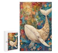 Whale Artwork Ocean Flowers Puzzle 1000 Pièces Educa Jouet en Bois Cadeau Unique Décoration Intérieure Jeu Éducatif Challenge Toy Adultes Et Enfants À Partir De 14 Ans 1000 PCS
