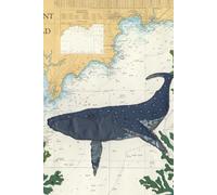 Whale at Falmouth Cornwall notebook journal - coastal nautical designs sewn onto old sea charts maps | 120 lined pages