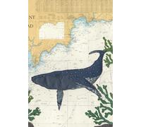 Whale at Falmouth Cornwall notebook journal - coastal nautical designs sewn onto old sea charts maps | 120 lined pages